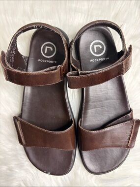 ROCKPORT Dark Brown Leather Adjustable Strap Sandals SIZE 7